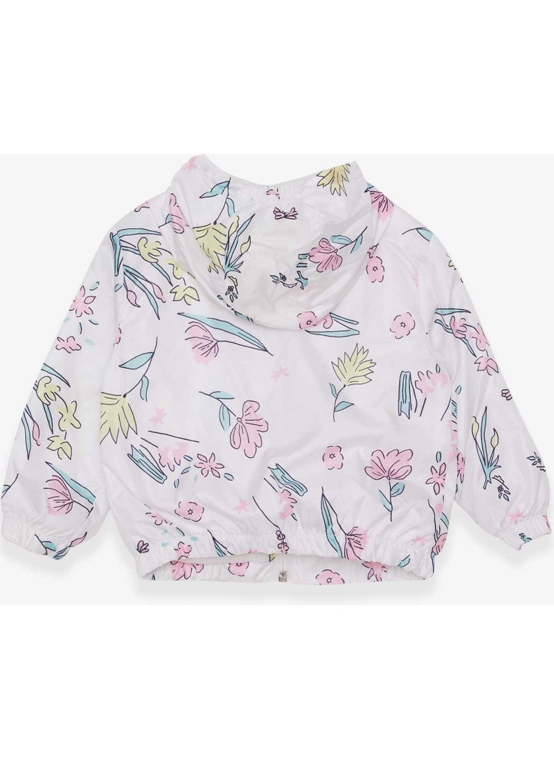 Breeze Girl's Raincoat Floral Patterned White (1-5 Years)  - Image 1