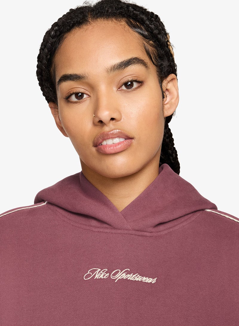 Nike Studio Fleece Cropped Scallop Hoodie - Image 3