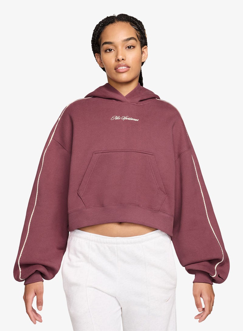 Nike Studio Fleece Cropped Scallop Hoodie - Image 1