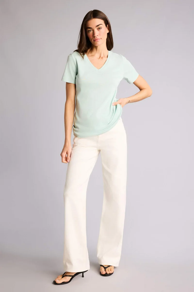 DeFacto Slim Fit V-Neck Basic Ribbed T-Shirt
