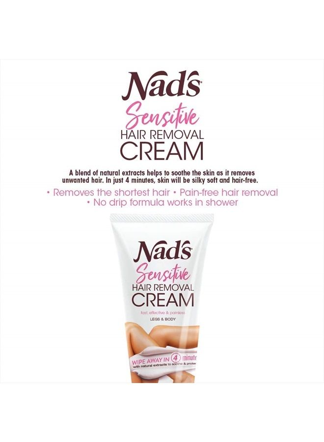 Nad's كريم إزالة الشعر - إزالة شعر لطيفة ومهدئة للنساء - كريم إزالة الشعر الحساس للجسم والساقين، 5.1 أونصة - Image 5