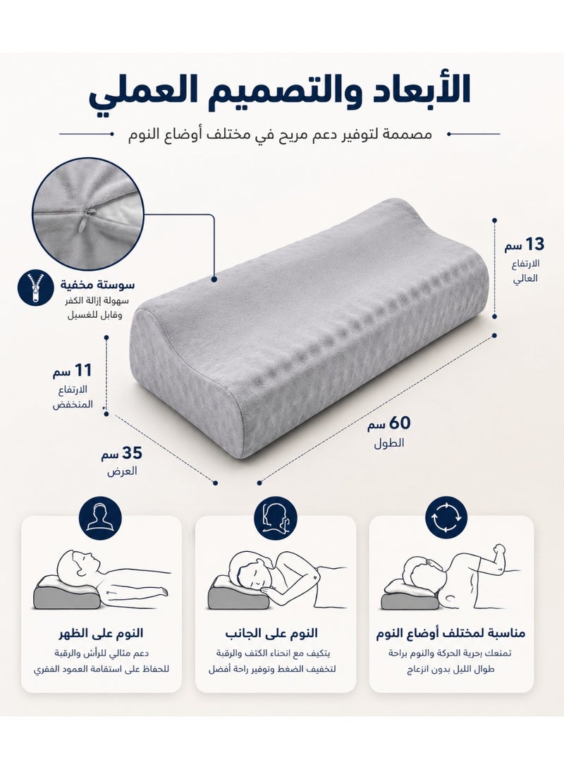 Premium Contour Memory Foam Massage Pillow for Comfortable Head and Neck Support with Washable Removable Cover - Image 3