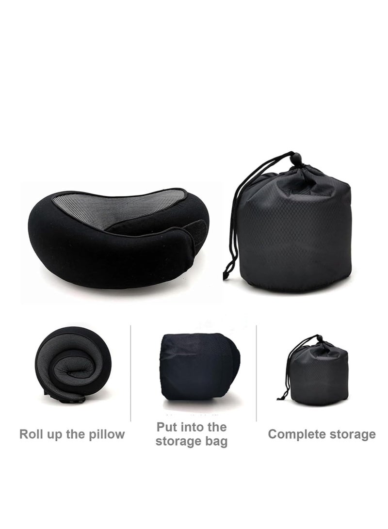 ميكسد وسادة الرقبة للسفر، وسادة الرقبة للسفر، وسادة الرقبة للسفر، وسادة الرقبة للطائرات، وسادة الرقبة للطائرات، وسادة الرقبة للسفر، وسادة السفر من ميموري فوم للطائرات (أسود) - Image 2