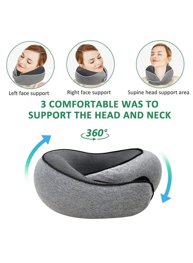 ميكسد وسادة الرقبة للسفر، وسادة الرقبة للسفر، وسادة الرقبة للسفر، وسادة الرقبة للطائرات، وسادة الرقبة للطائرات، وسادة الرقبة للسفر، وسادة السفر من ميموري فوم للطائرات (أسود) - Image 4