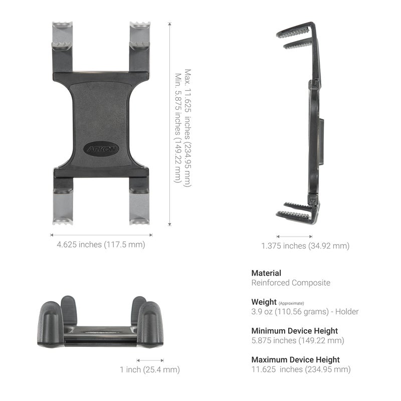 Arkon TAB086-12 Heavy Duty Tablet Clamp Mount with 12 inch Neck for iPad Pro iPad Air Galaxy Note 10.1 Retail Black - Image 4