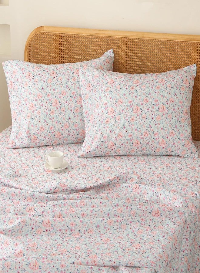HYPREST Floral Sheets King, Vintage Soft Breathable Farmhouse 4pcs Bed Sheet Sets,18 inches Deep Pocket Sheets - Image 3