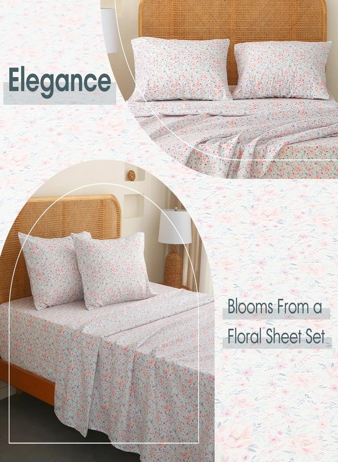 HYPREST Floral Sheets King, Vintage Soft Breathable Farmhouse 4pcs Bed Sheet Sets,18 inches Deep Pocket Sheets - Image 5