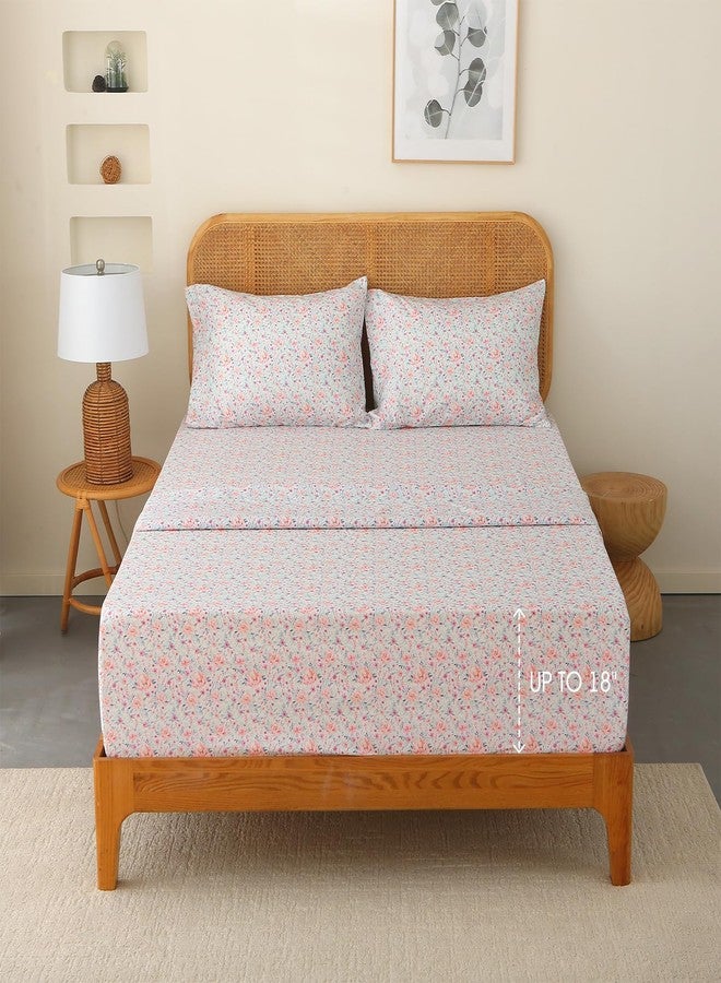 HYPREST Floral Sheets King, Vintage Soft Breathable Farmhouse 4pcs Bed Sheet Sets,18 inches Deep Pocket Sheets - Image 4