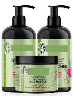 Organic Rosemary Shampoo, Conditioner and Mask Combo Set of 3 - infused with Biotin fot Strong Healthy Hair Growth.