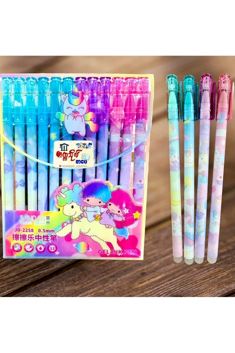 6-piece school supplies set (6-piece multi-purpose pencil case + 4-piece pencil sharpener with eraser + 4-piece highlighter pen + 4-piece gel pen + 2 fine-point pens + 6 felt-tip pens) - Image 2