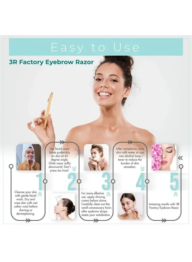 Ucanbe 12Pcs Stainless Steel Eyebrow Razors with Safety Mesh – Long Handle Facial Shaver Set for Women, Anti-Scratch Beauty Tool  - Image 2