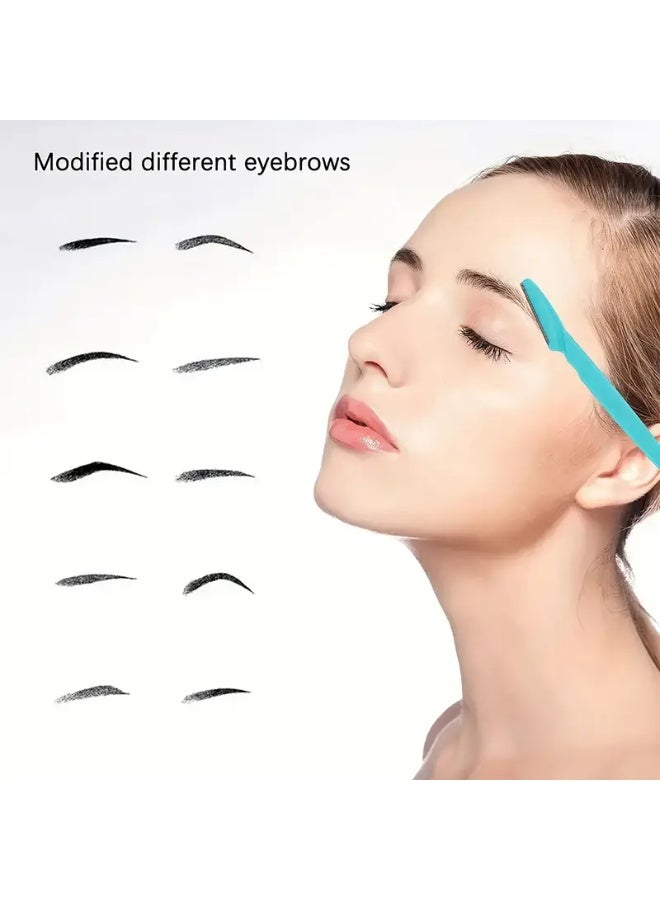 Ucanbe 12Pcs Stainless Steel Eyebrow Razors with Safety Mesh – Long Handle Facial Shaver Set for Women, Anti-Scratch Beauty Tool  - Image 3