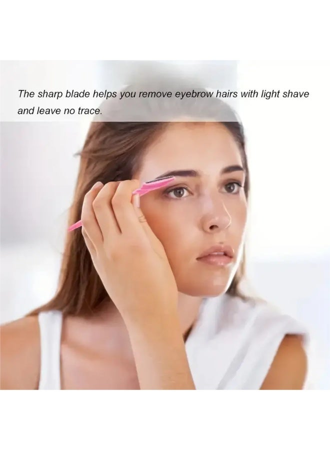Ucanbe 12Pcs Stainless Steel Eyebrow Razors with Safety Mesh – Long Handle Facial Shaver Set for Women, Anti-Scratch Beauty Tool  - Image 4