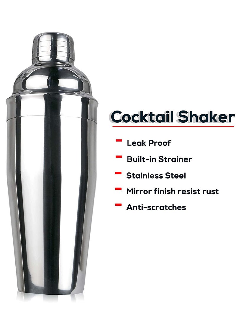 MIBRU Cocktail Coffee Shaker Set With wooden Stand Silver Stainless Steel  - Image 3