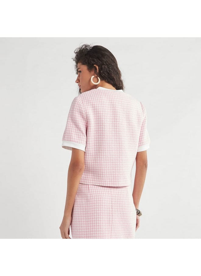 FAV Textured Crew Neck Top with Zip Closure  - Image 3