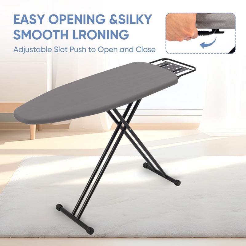 Jakeefud Full Size Ironing Board 47" X 15" with Heat Resistant Cover and Thicken Felt Pad, Safety Iron Rest, Anti-Skid Feet, Height Adjustable, Heavy Duty - Image 4