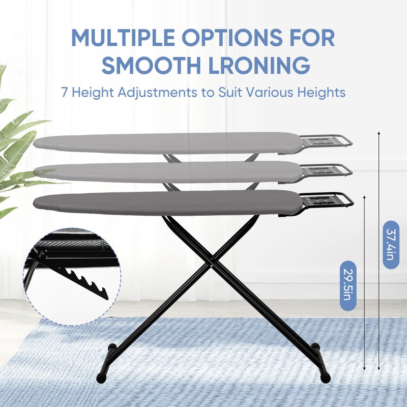 Jakeefud Full Size Ironing Board 47" X 15" with Heat Resistant Cover and Thicken Felt Pad, Safety Iron Rest, Anti-Skid Feet, Height Adjustable, Heavy Duty - Image 2