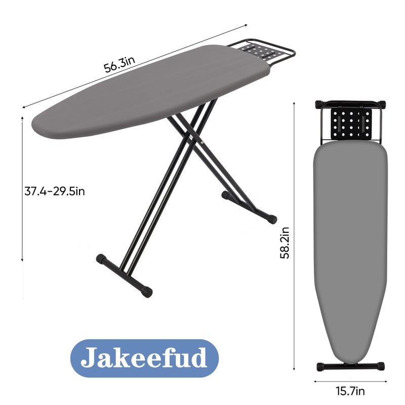 Jakeefud Full Size Ironing Board 47" X 15" with Heat Resistant Cover and Thicken Felt Pad, Safety Iron Rest, Anti-Skid Feet, Height Adjustable, Heavy Duty - Image 5