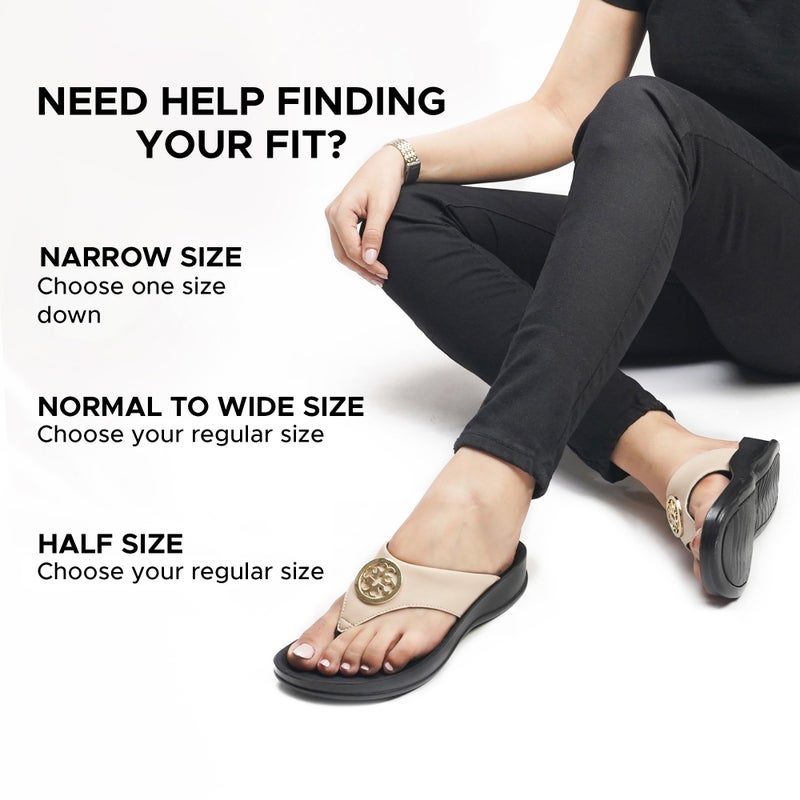 AEROTHOTIC Flip Flops for Women with Plantar Fasciitis Relief Slip On Dressy Beach Flops Comfortable Walking Orthopedic Sandals Arch Support (Othila Beige, Size 10) - Image 3