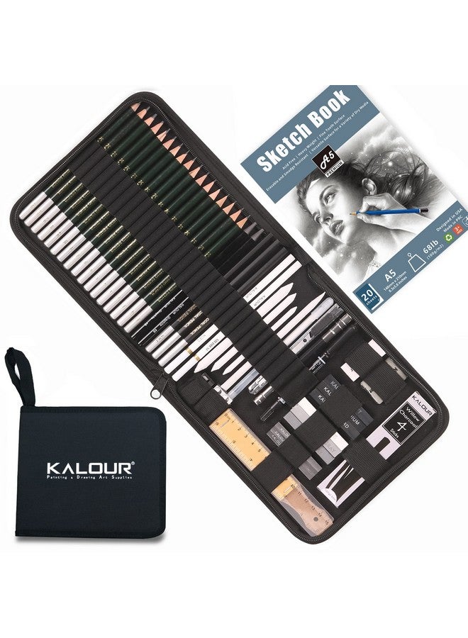 KALOUR 54Pack Sketch Drawing Pencils Kit With Sketchbookinclude Graphitecharcoal Pencils And Artists Toolspro Art Drawing Supplies For Adults Kids Beginnersideal For Sketching Shading - Image 1