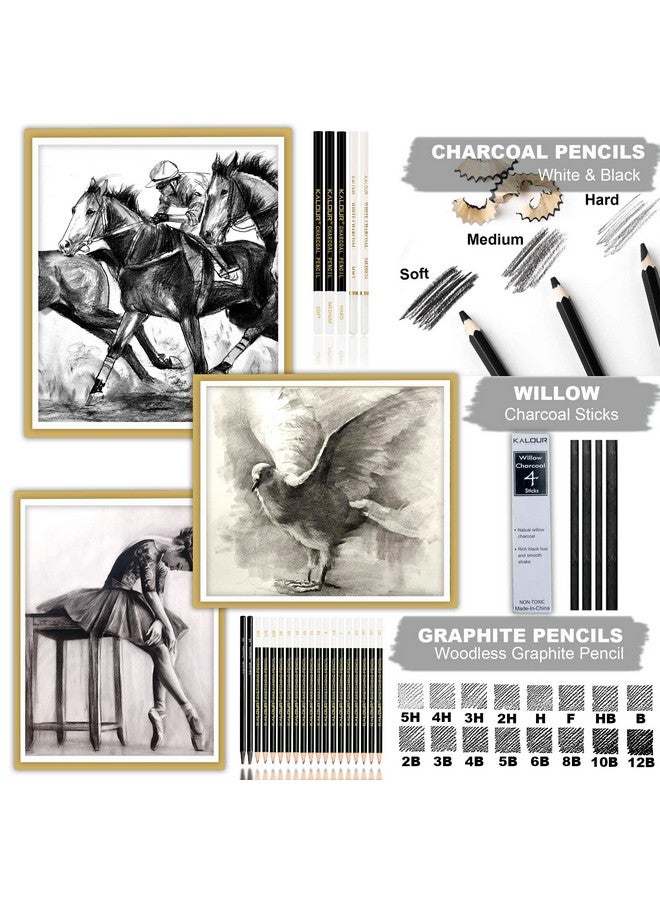 KALOUR 54Pack Sketch Drawing Pencils Kit With Sketchbookinclude Graphitecharcoal Pencils And Artists Toolspro Art Drawing Supplies For Adults Kids Beginnersideal For Sketching Shading - Image 4