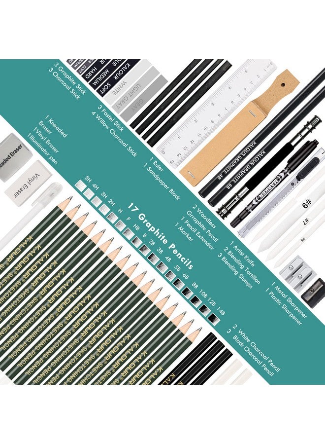 KALOUR 54Pack Sketch Drawing Pencils Kit With Sketchbookinclude Graphitecharcoal Pencils And Artists Toolspro Art Drawing Supplies For Adults Kids Beginnersideal For Sketching Shading - Image 3