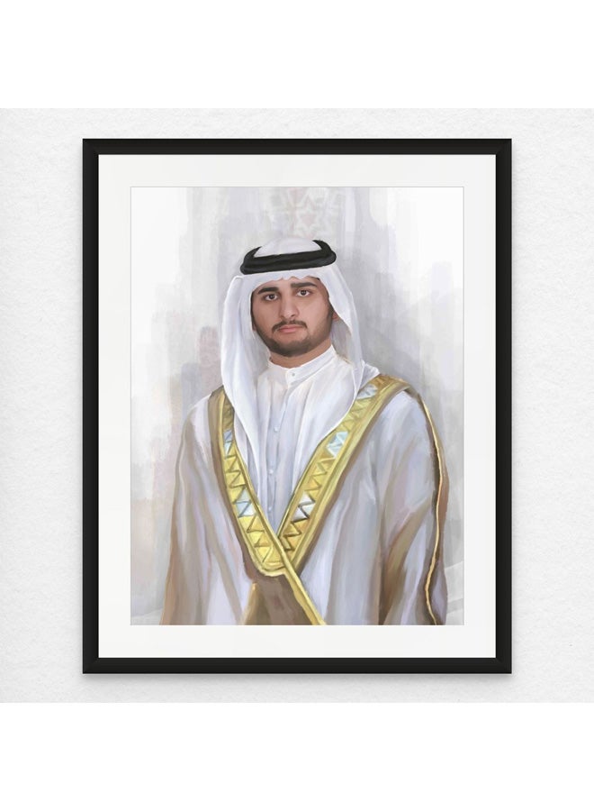 Art Decor Framed Fine Art Portrait Print of Sheikh Maktoum bin Mohammed Al Maktoum Office Wall Art Home Living Room Bedroom Décor - Image 1