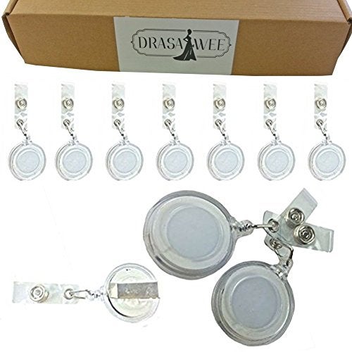 Drasawee 50 Pcs Per Pack New ID Badge Holder Reel Retractable Key Clip Wholesale Price White - Image 2