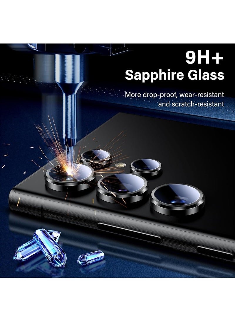 Aookay for Samsung Galaxy S25 Ultra Camera Lens Protector, [Not Easy to Break] [Strong Adsorption] Optical Grade Tempered Glass+Metal Individual Ring Scratch-Resistance Camera Screen Cover (Black)  - Image 3
