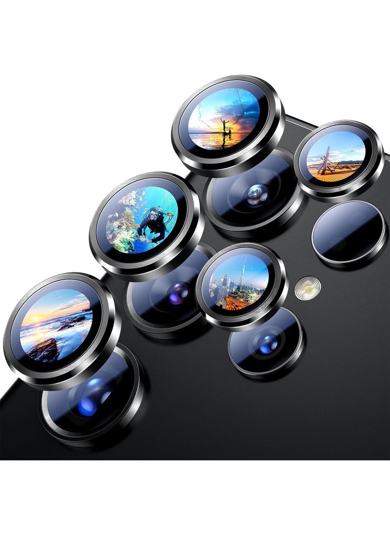 Aookay for Samsung Galaxy S25 Ultra Camera Lens Protector, [Not Easy to Break] [Strong Adsorption] Optical Grade Tempered Glass+Metal Individual Ring Scratch-Resistance Camera Screen Cover (Black)  - Image 1