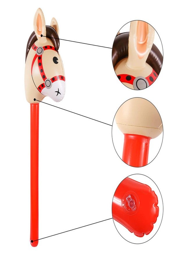 JOLLYSTYLE 4PCS Inflatable Stick Horse - Pony/Christmas/Western Cowboy/Horse Baby Shower Birthday Party Decorations Supplies Favors Inflatable Horse Head Costume Stick (37 Inches) - Image 3