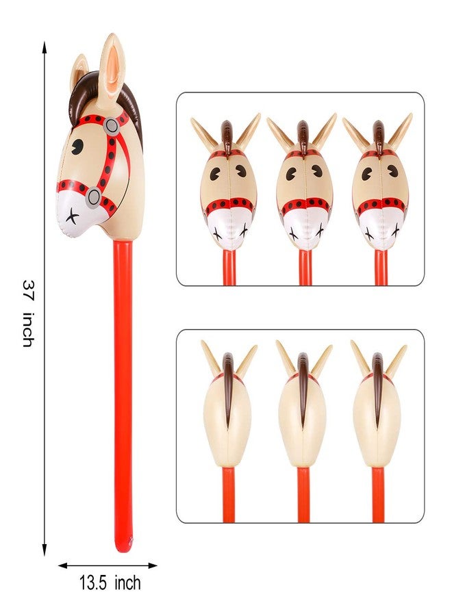 JOLLYSTYLE 4PCS Inflatable Stick Horse - Pony/Christmas/Western Cowboy/Horse Baby Shower Birthday Party Decorations Supplies Favors Inflatable Horse Head Costume Stick (37 Inches) - Image 2