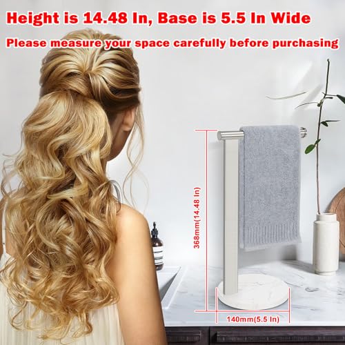 Siyzda Hand Towel Holder Stand for Bathroom, L- Shaped Standing Hand Towel Rack, Towel Bar Kitchen Vanity Countertop Organizer, SUS304 Stainless Steel Material (Marble Base, Brushed Nickel) - Image 5