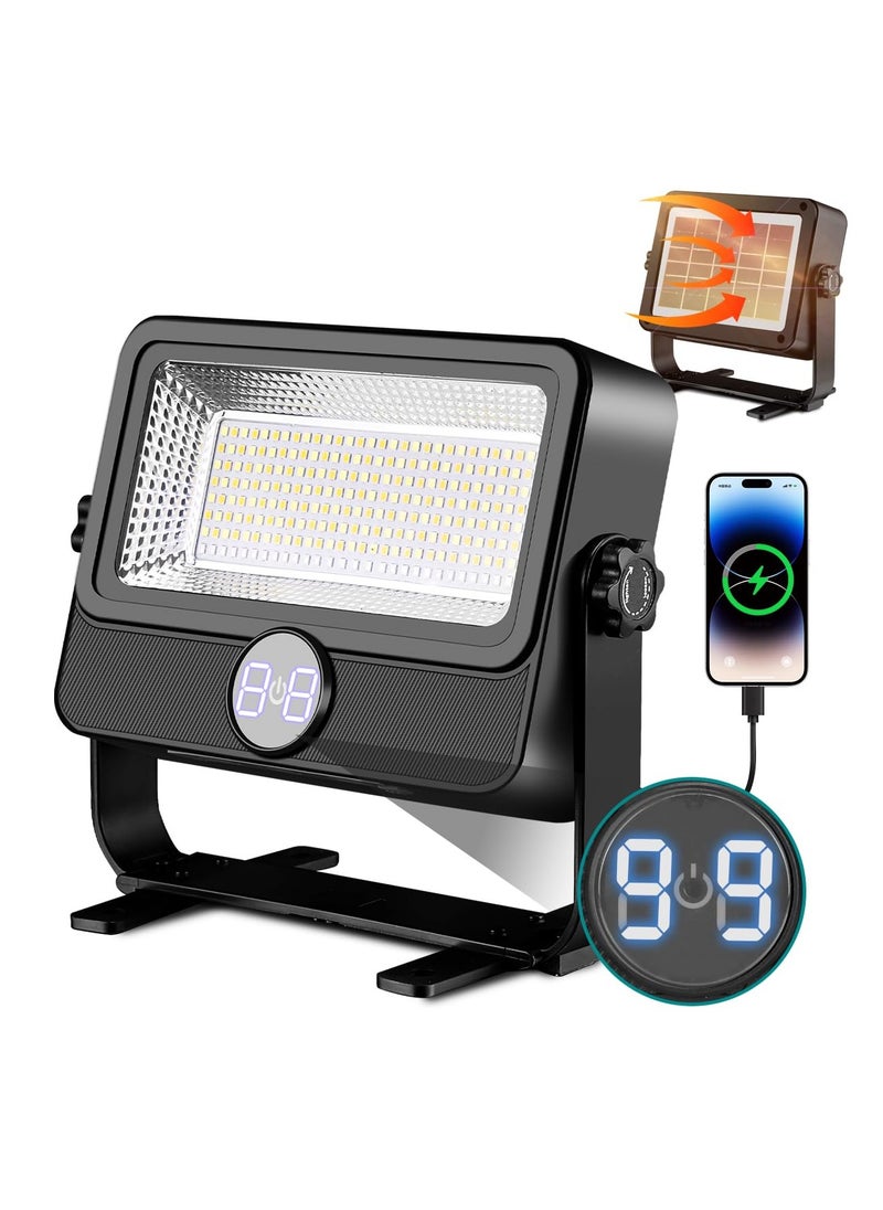 ZLH HITY 100W LED Solar Work Light, 10000LM Rechargeable Flood Light Magnetic Worklight with 5 Modes, IP66 Waterproof Portable Solar Outdoor Working Light for Camping, Building, Workshop, Garage, Emergency  - Image 1