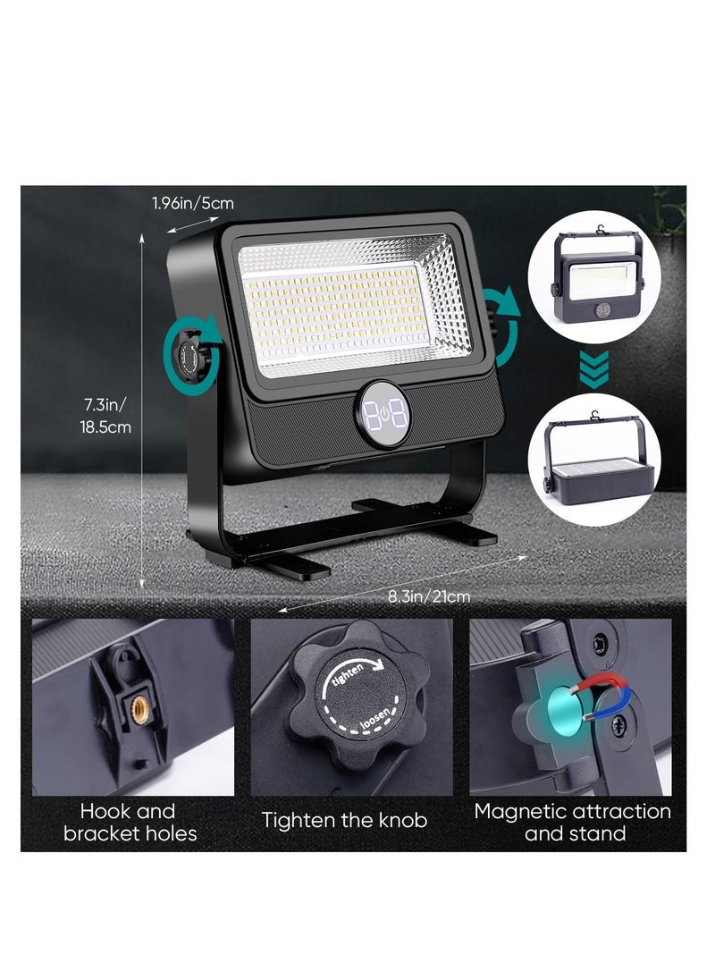 ZLH HITY 100W LED Solar Work Light, 10000LM Rechargeable Flood Light Magnetic Worklight with 5 Modes, IP66 Waterproof Portable Solar Outdoor Working Light for Camping, Building, Workshop, Garage, Emergency  - Image 3