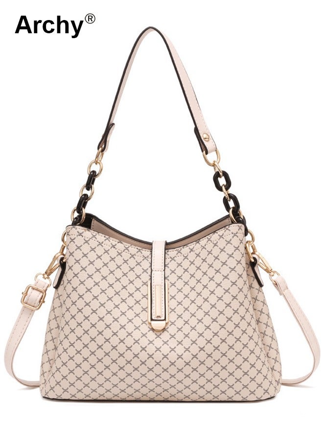 Archy Fashion-forward PU Leather Handbag for Women Elegant Shoulder Bag Quilted Patterned Crossbody Bag Vintage Magnetic Multi-Layer Bucket Bag All-match Style for Ladies/Mother - Image 2