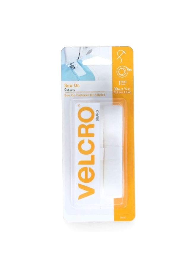 Velcro - Strong and Secure Hold Sew On Fabric Fastener Tape White 30 x 3/4 Inch 90030 - Image 1
