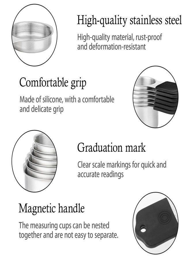 Calicage Magnetic Measuring Cups and Spoons Set, Including 7 Stainless Steel Nesting Measuring Cups and 5 Magnetic Measuring Spoons for Cooking & Baking (Black) - Image 3