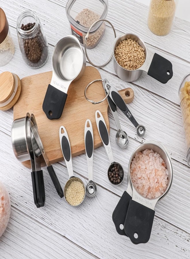 Calicage Magnetic Measuring Cups and Spoons Set, Including 7 Stainless Steel Nesting Measuring Cups and 5 Magnetic Measuring Spoons for Cooking & Baking (Black) - Image 5