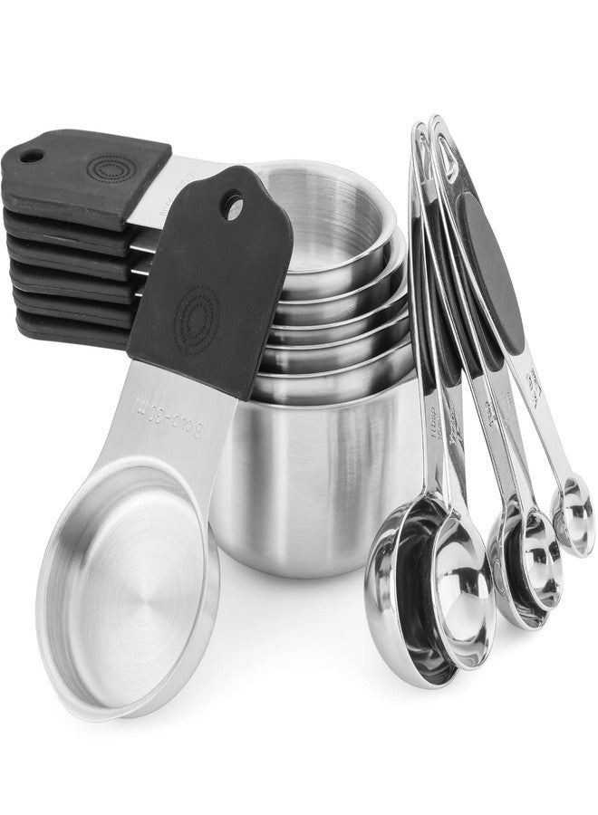 Calicage Magnetic Measuring Cups and Spoons Set, Including 7 Stainless Steel Nesting Measuring Cups and 5 Magnetic Measuring Spoons for Cooking & Baking (Black) - Image 1