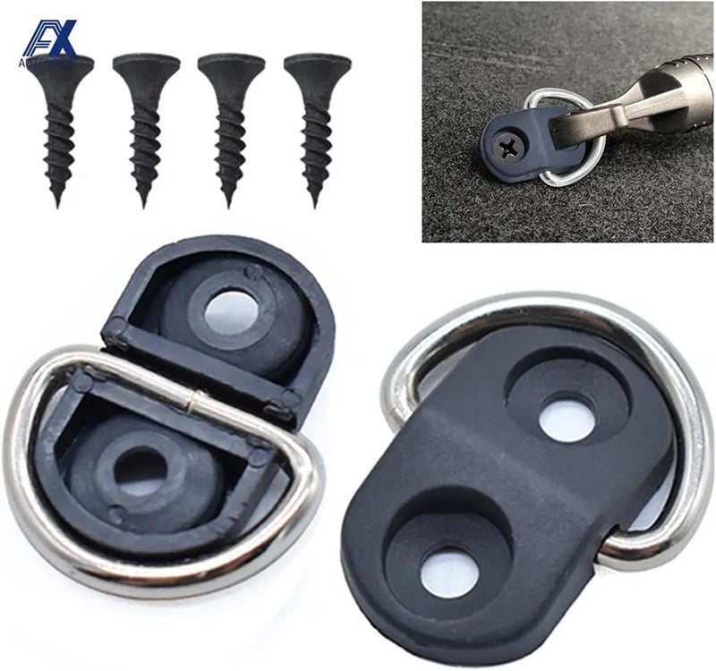 D-Ring Tie Downs Anchor 4 Pcs Car Trunk Floor Net Hook Accessories, Fixing Ring-Shaped Hook, Used to Fix Flat Screens with A Mesh Device. - Image 2