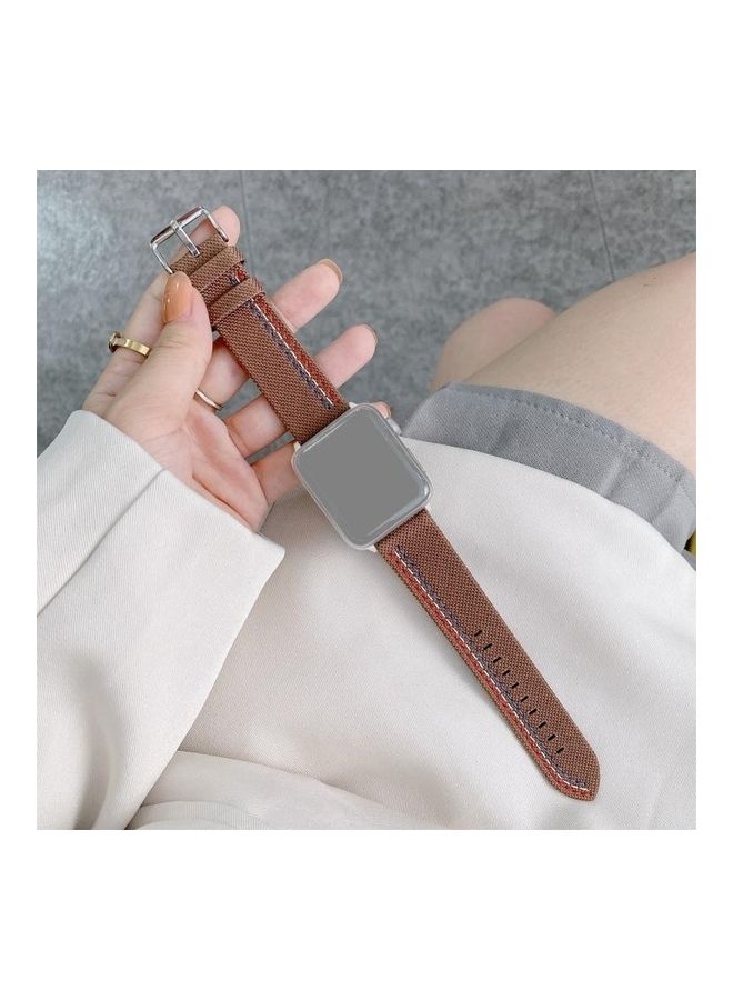 NIBEMINENT Ethnic Replacement Watchband for Apple Watch Series 1/2/3/4/5/6/7/SE 42/44/45mm Brown - Image 1