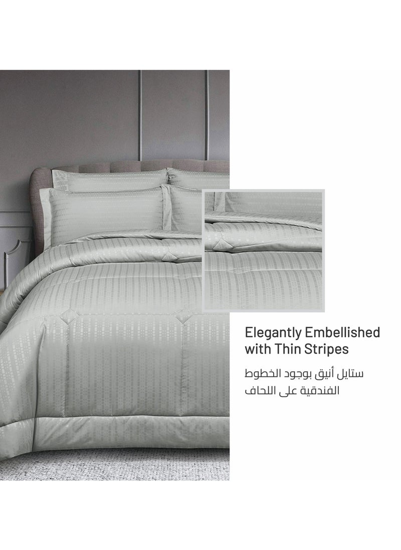 Donetella Hotel Style Comforter, 6-Pcs Double Size Quilted Comforter, Italian Jacquard With Non-Removable Quilt, Brushed Microfiber, Soft Down Alternative Filling, Grey  - Image 4