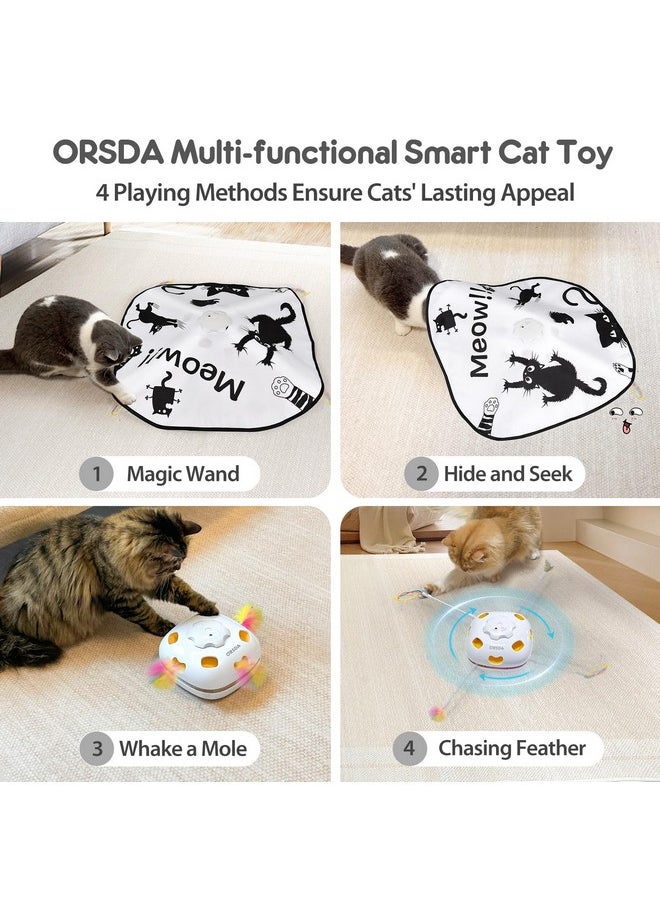 Orsda Cat Toys Rechargeable, 4In 1 Interactive Automatic Indoor Cats Toy With 8 Holes Mice WhackAMole, Hide And Seek Smart Motion Kitten Toys With 5Pcs Diy Replacement Refills  - Image 2