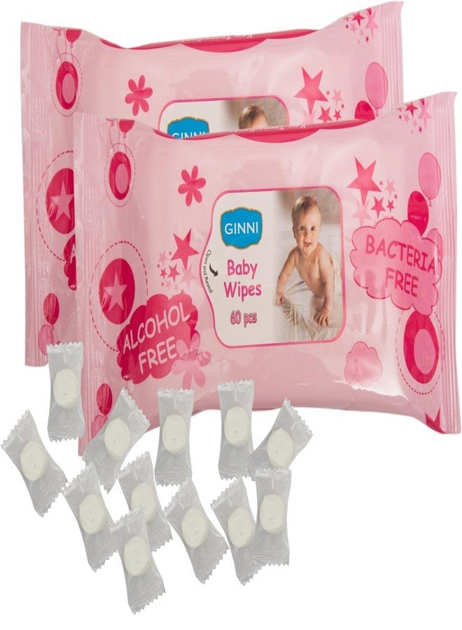 GINNI Premium Baby Wet Wipes (60 Wipes/Pack, Pack of 2) & Magic Coin Tissues (50 Pcs) – Gentle Cleansing, Skin-Friendly, Travel-Friendly, Multi-Purpose Wipes - Image 1