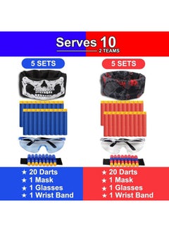POKONBOY POKONBOY Party Supplies Compatible with Nerf Guns, 10 Sets Kids Blaster Guns Birthday Party Favors Accessories with Face Mask, Refill Darts, Tactical Glasses and Wrist Bands for Two Teams  - Image 2