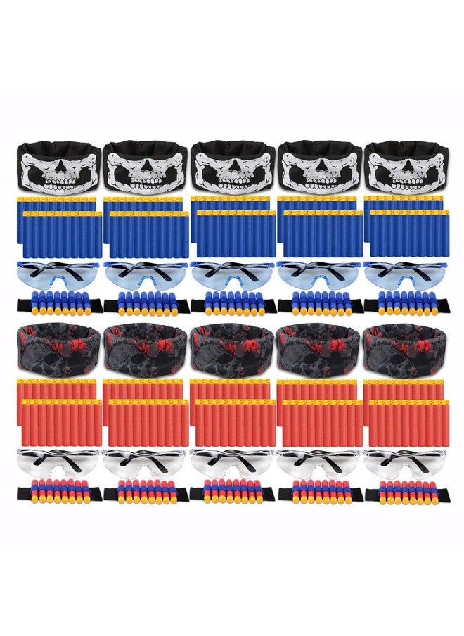 POKONBOY POKONBOY Party Supplies Compatible with Nerf Guns, 10 Sets Kids Blaster Guns Birthday Party Favors Accessories with Face Mask, Refill Darts, Tactical Glasses and Wrist Bands for Two Teams  - Image 1