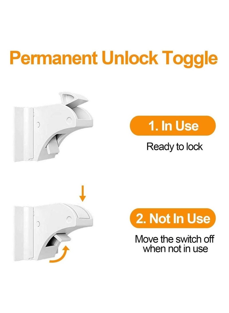 Baby Proofing Magnetic Cabinet Locks Child Safety Children Proof Cupboard Latches Baby Safety No Screws or Drilling (White/ 8 ; 2 Keys)  - Image 4