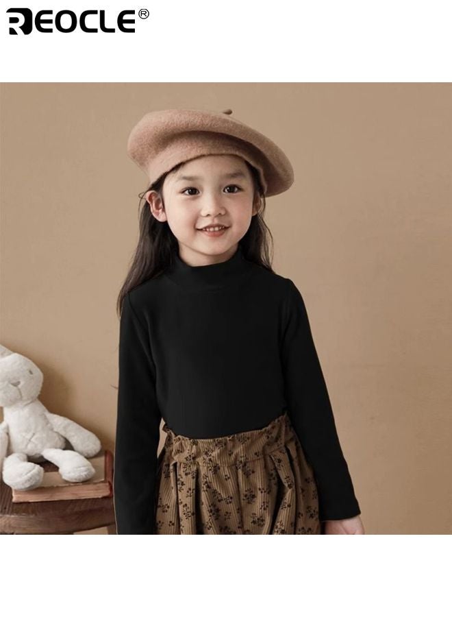 ريوكل قميص حراري للبنات بياقة عالية وتصميم الأشعة تحت الحمراء البعيدة، طبقة أساسية للأطفال مع ميزة مضادة للبكتيريا للدفء في الطقس البارد - Image 2