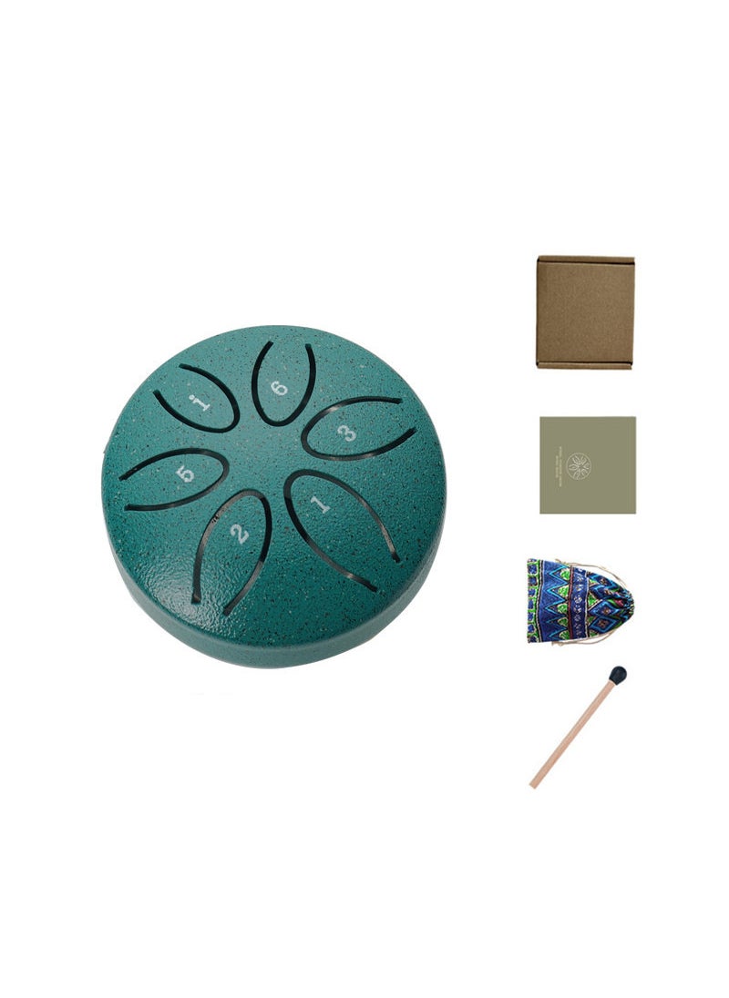 Generic Mini 3-Inch Ethereal Drum 6-Tone Steel Tongue Star Green (drumstick cloth bag) 